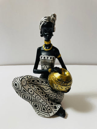 African Tribal Woman Statue -Black Lady Art Sculpture for Home - DesignedBy The Boss