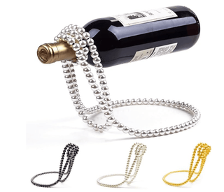 Artificial Pearl Necklace Floating Wine Bottle Holder Display Stand for Bars and Home Decoration - DesignedBy The Boss