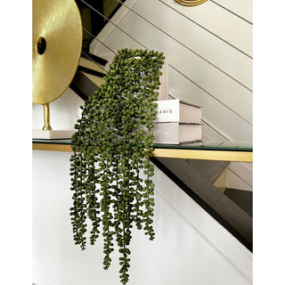 Artificial Succulents Faux Plant String of Pearls in White Ceramic Pot - DesignedBy The Boss