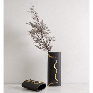 Black Accent Cylinder Ceramic Floral Vases - DesignedBy The Boss