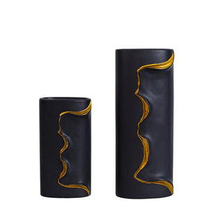 Black Accent Cylinder Ceramic Floral Vases - DesignedBy The Boss