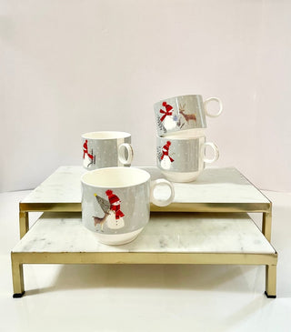 Black and White Plaid Ceramic Coffee Mugs Set of 4 - DesignedBy The Boss