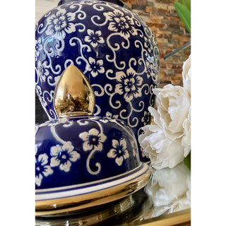 Blue White & Gold 14'' Ceramic Ginger Jar - DesignedBy The Boss