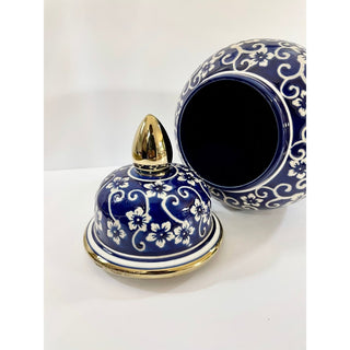 Blue White & Gold 14'' Ceramic Ginger Jar - DesignedBy The Boss