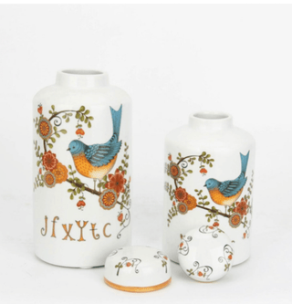 Ceramic Ginger Jar (Sets Of 2)- Paradise Bird - DesignedBy The Boss