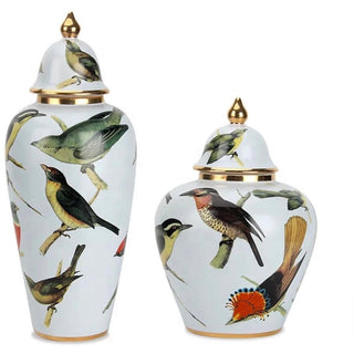 Ceramic Ginger Jar With Birds Pattern / Lidded (Two Sizes) - DesignedBy The Boss