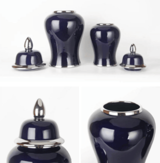 Ceramic Ginger Jar With Silver Trim - DesignedBy The Boss