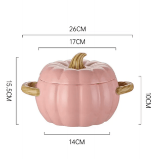 Ceramic Pumpkin Shaped Bowl With Lid - Double Handles - DesignedBy The Boss