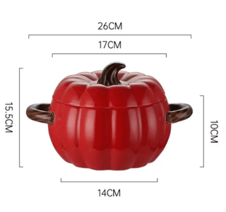 Ceramic Pumpkin Shaped Bowl With Lid - Double Handles - DesignedBy The Boss