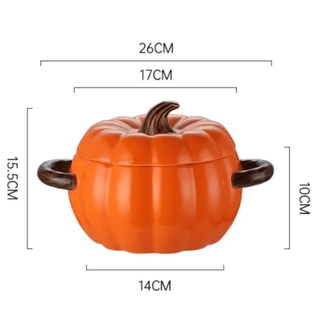 Ceramic Pumpkin Shaped Bowl With Lid - Double Handles - DesignedBy The Boss