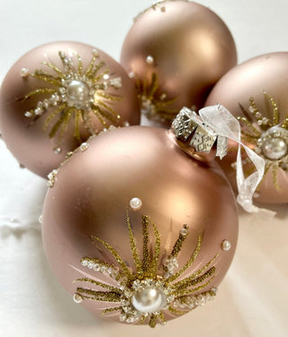 Christmas Glass Ornaments With Faux Pearls - DesignedBy The Boss
