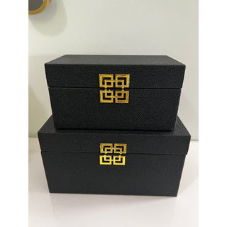 Classic Black Decor Boxes with Gold Opening Clasp ( Set of 2) - DesignedBy The Boss