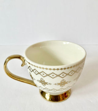 Cream & Gold Trim Porcelain Coffee Mug - DesignedBy The Boss