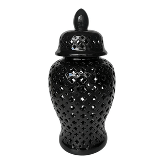 Decorative black Lidded ginger jar With Cut-Out Details - DesignedBy The Boss