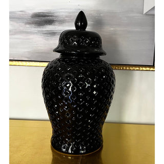 Decorative black Lidded ginger jar With Cut-Out Details - DesignedBy The Boss
