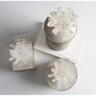 Decorative Crystal Flower Boxes with High Quality Leather Resin Cases - DesignedBy The Boss