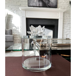 Decorative Crystal glass Jar With lotus Design - DesignedBy The Boss