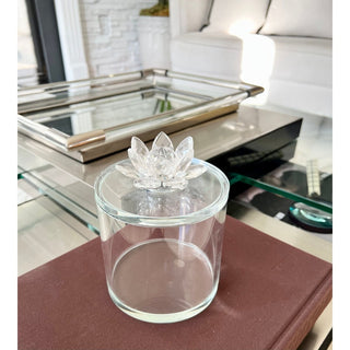 Decorative Crystal glass Jar With lotus Design - DesignedBy The Boss
