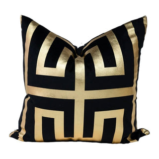 Decorative Pillow Cover Black and Gold Foil Greek Letter 22" X 22" - DesignedBy The Boss