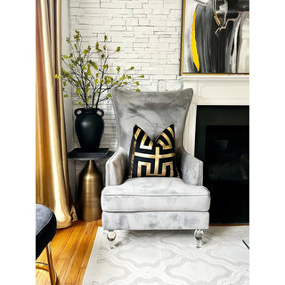 Decorative Pillow Cover Black and Gold Foil Greek Letter 22" X 22" - DesignedBy The Boss