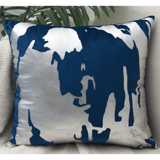 Decorative Pillow Cover Navy Blue and Silver Foil 22" X 22" - DesignedBy The Boss