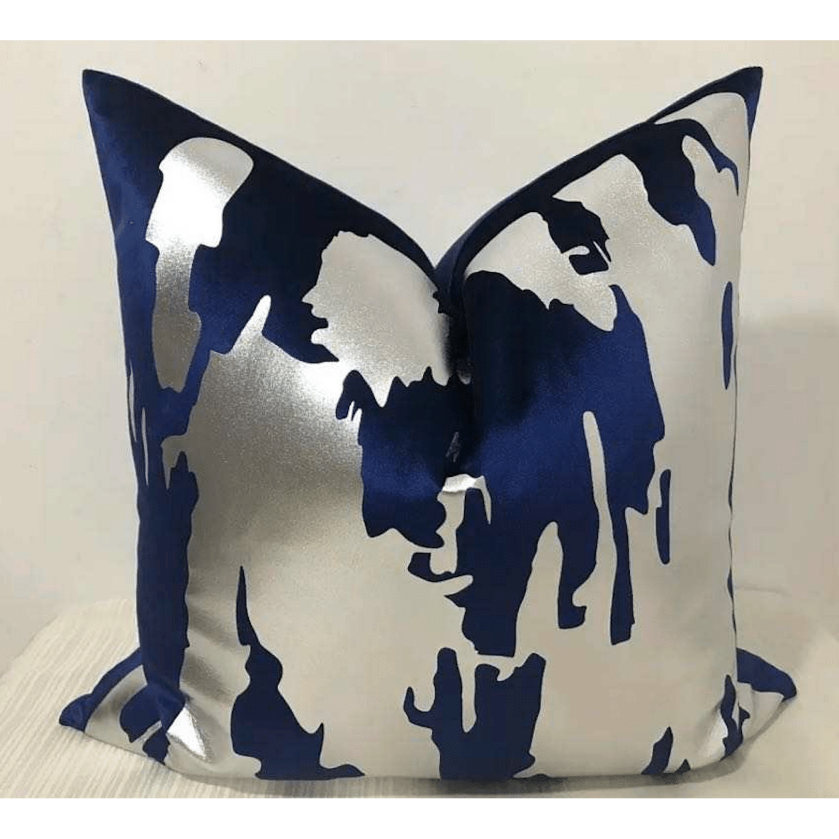 Decorative Pillow Cover Navy Blue and Silver Foil 22
