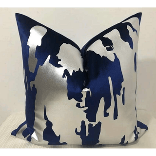 Decorative Pillow Cover Navy Blue and Silver Foil 22" X 22" - DesignedBy The Boss