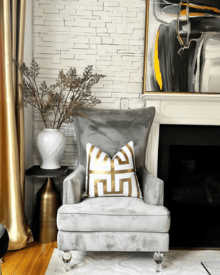 Decorative Pillow Cover With Gold Foil Greek Letter 22" X 22" - DesignedBy The Boss