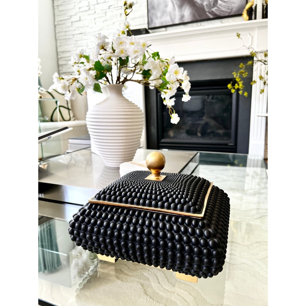 Decorative Studded Box with Gold Detail