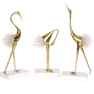 Egret Sculpture Birds With Crystals Feathers (Set of 3) - DesignedBy The Boss