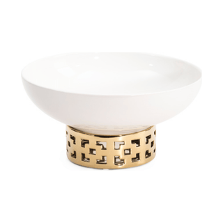 Extra Large White Bowl On Gold Tone Stand - DesignedBy The Boss