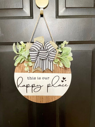 Front Door Wreath| This Is Our Happy Place | Front Door Wreath Year Round Decor - DesignedBy The Boss