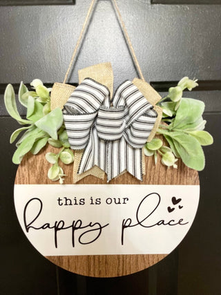 Front Door Wreath| This Is Our Happy Place | Front Door Wreath Year Round Decor - DesignedBy The Boss