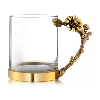 Glass Antique Flower Handle Mugs (Set of 2) - DesignedBy The Boss