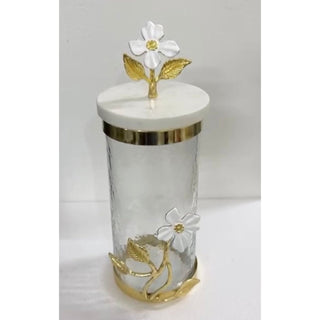 Glass Canister with White Jasmine Flower - DesignedBy The Boss