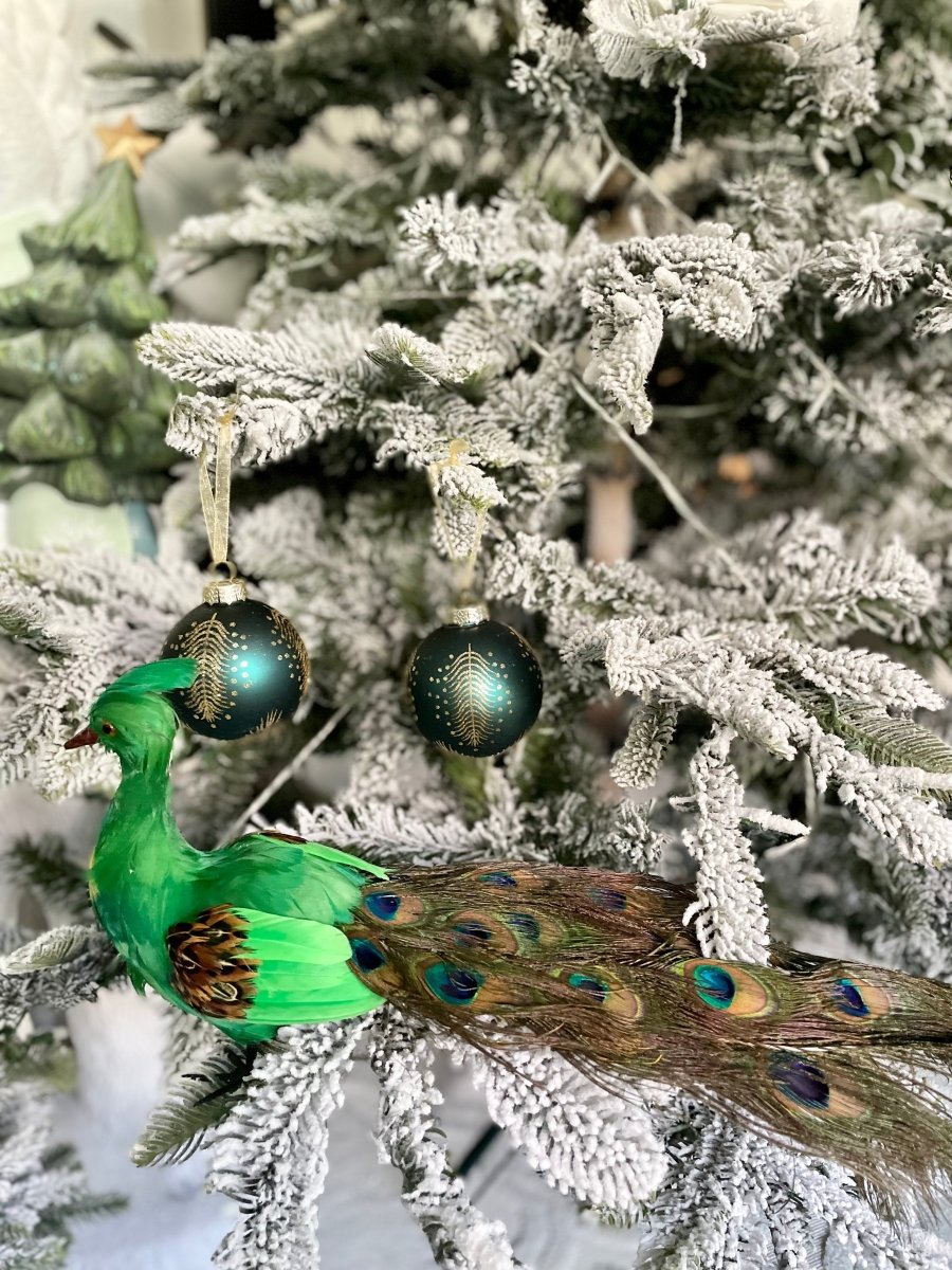 Glass Peacock Ball Ornaments Set Of 4