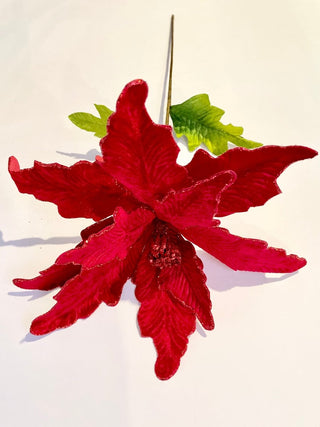 Glitter Velvet Poinsettia Stem - DesignedBy The Boss