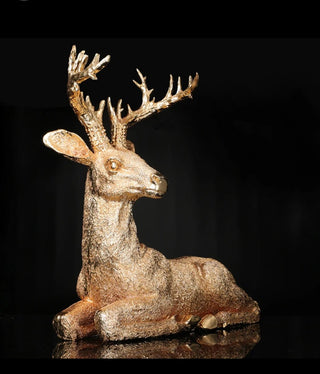Gold Elegant Glistening Sitting Reindeer For Christmas Decor - DesignedBy The Boss