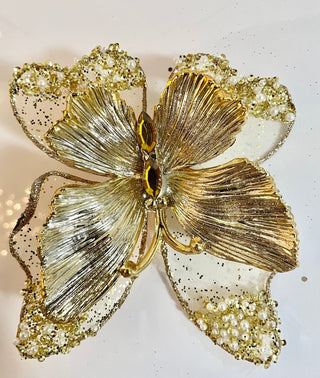 Gold Glittered Butterfly Clip Ornament - DesignedBy The Boss