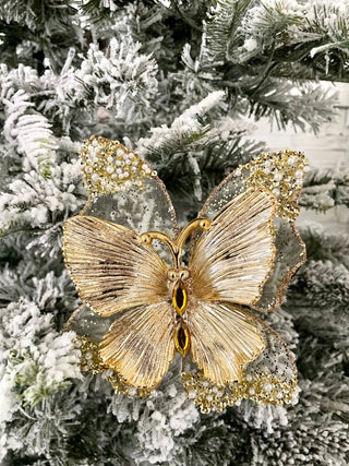 Gold Glittered Butterfly Clip Ornament - DesignedBy The Boss