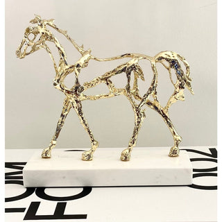 Gold Horse Sculpture Statue with marble base - DesignedBy The Boss