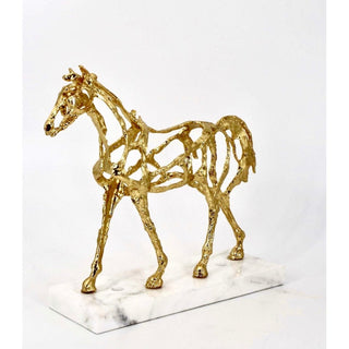 Gold Horse Sculpture Statue with marble base - DesignedBy The Boss