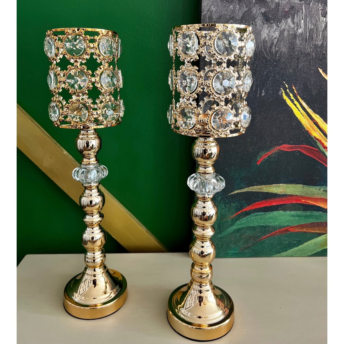 Gold Metal Crystal Beaded Goblet Tea Light Candle Holders, Votive Cand –  DesignedBy The Boss