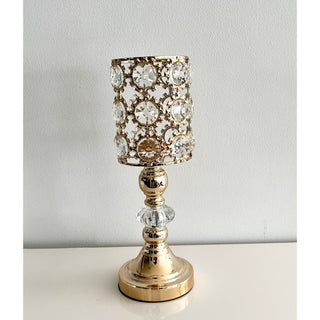 Gold Metal Crystal Beaded Goblet Tea Light Candle Holders, Votive Candle Stand Centerpieces - DesignedBy The Boss