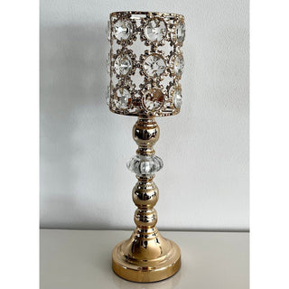 Gold Metal Crystal Beaded Goblet Tea Light Candle Holders, Votive Candle Stand Centerpieces - DesignedBy The Boss