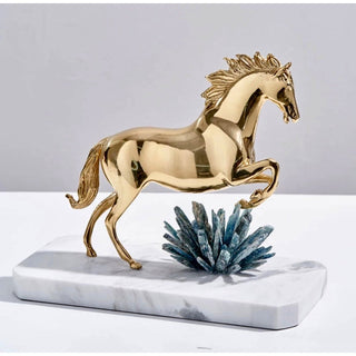 Golden Horse Sculpture Statue With marble Base - DesignedBy The Boss