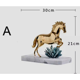 Golden Horse Sculpture Statue With marble Base - DesignedBy The Boss