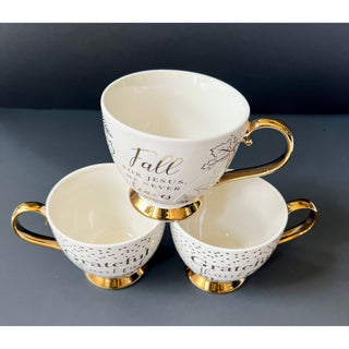 Grateful Cream & Gold Trim Porcelain Coffee Mug - DesignedBy The Boss