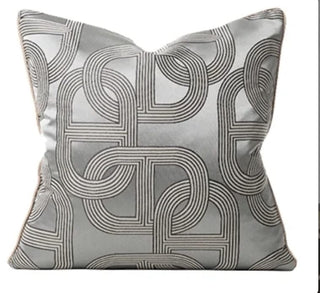 Gray Decorative Throw Pillow Cover With Details Set Of 2 (24"x 24") - DesignedBy The Boss