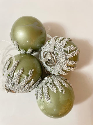 Green Glass Embellished Ornament (Set of 4) - DesignedBy The Boss
